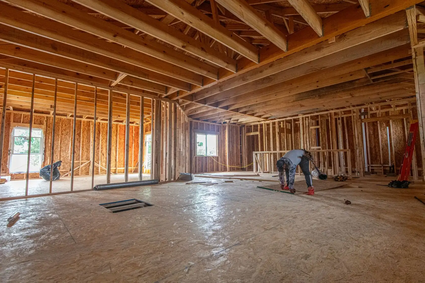Home addition framing in Hardin County, Texas